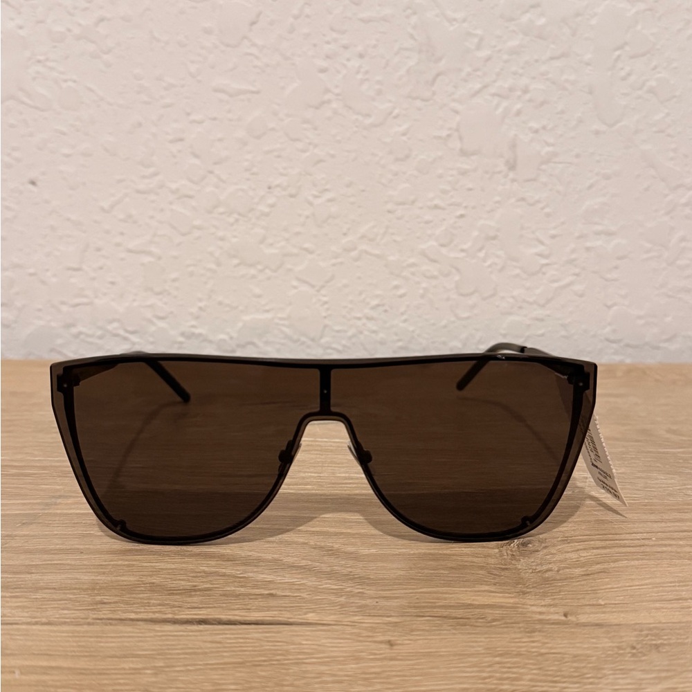 Saint Laurent SL1B 001 Mask 99mm Shield Sunglasses Black Unisex NWT Case